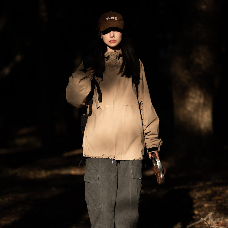 Unisex Outdoor Hoodie Fall Large Hat Outdoor Shell Jacket