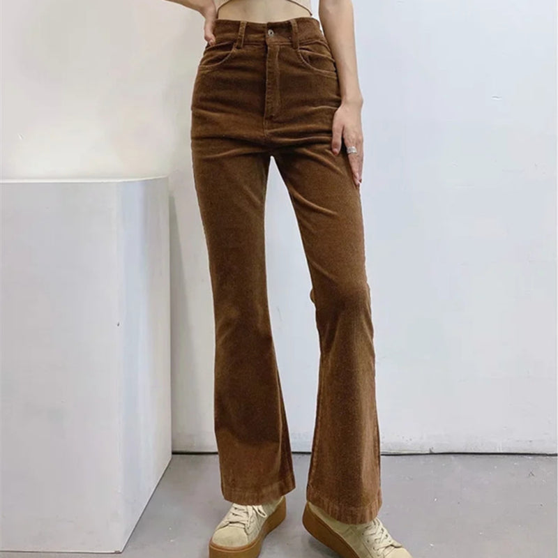 Women Sweatpants Corduroy Bell-Bottom Pants Casual Pants Trousers