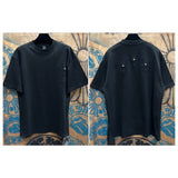 Ch hip-hop t shirts ch washed sanskrit horseshoe cross leather short-sleeved american casual loose couple high street