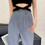 Women Sweatpants Spring Loose Straight Casual Wide-Leg Trousers