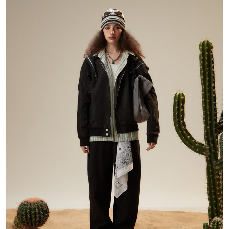 Unisex Jacket Loose Lapel Mechanical Style Jacket Men and Women Same Coat