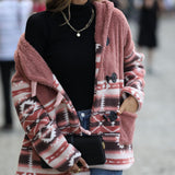 Women's Trench Coat Casual Women's Hooded Long-Sleeved Long Double-Sided Velvet Jacket