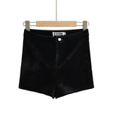 Women Skirt Spring Slim-Fitting Stretch Black Velvet Sheath Shorts
