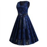 Women Evening Gown Sexy Sleeveless Swing Lace Dress