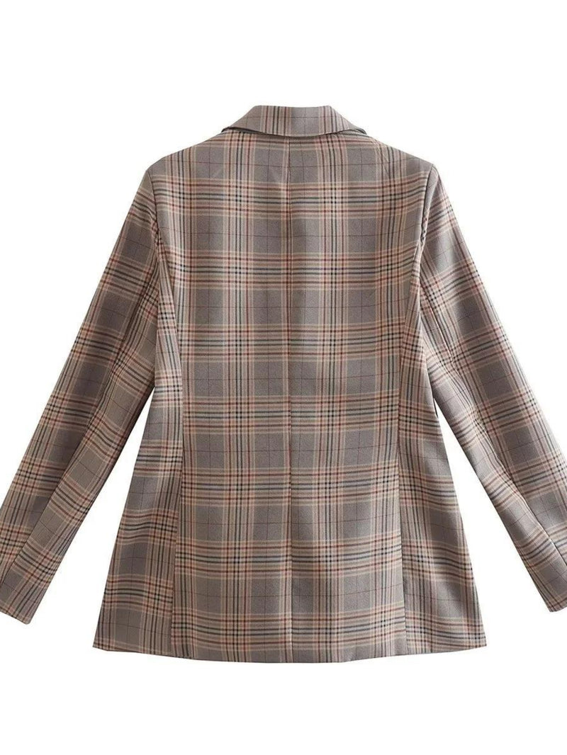 Women's Suits Loose Plaid Coat Women's Short Suit Overcoat