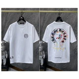 Ch hip-hop t shirts couplech cross horseshoe splash ink short-sleeved t-shirtloosecasualeasiest for match high street