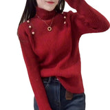 Women Knitted Pullover Autumn and Winter Turtleneck Knitted Pullover Sweater