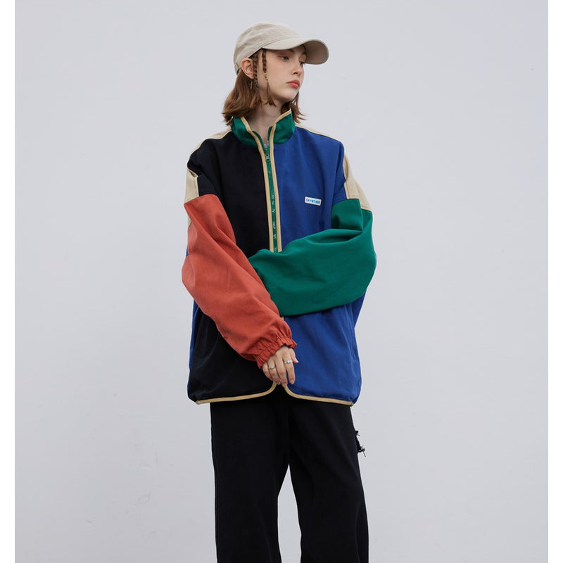 Unisex Jacket Vintage Loose Jacket Double-Sided Stand Collar Coat