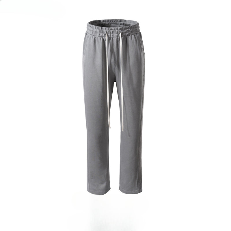 MIJKO Men's Vintage Pants MIJKO Forked Pants Men's and Women's Drawstring Terry Splicing Casual Pants