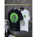 Ch hip-hop t shirts high version ch colorful heavy industry horseshoe embroidery loosecasualpure cotton american heavy weight
