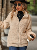Women Trench Coat Autumn and Winter Long Sleeve Cardigan Zipper Diamond Plush Coat