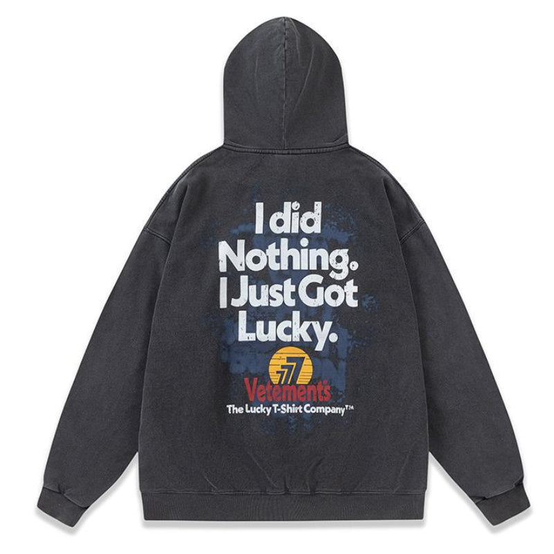 Vetements Hoodie Vtm Distressed Wash 777 Hoodie Loose Hooded Sweater