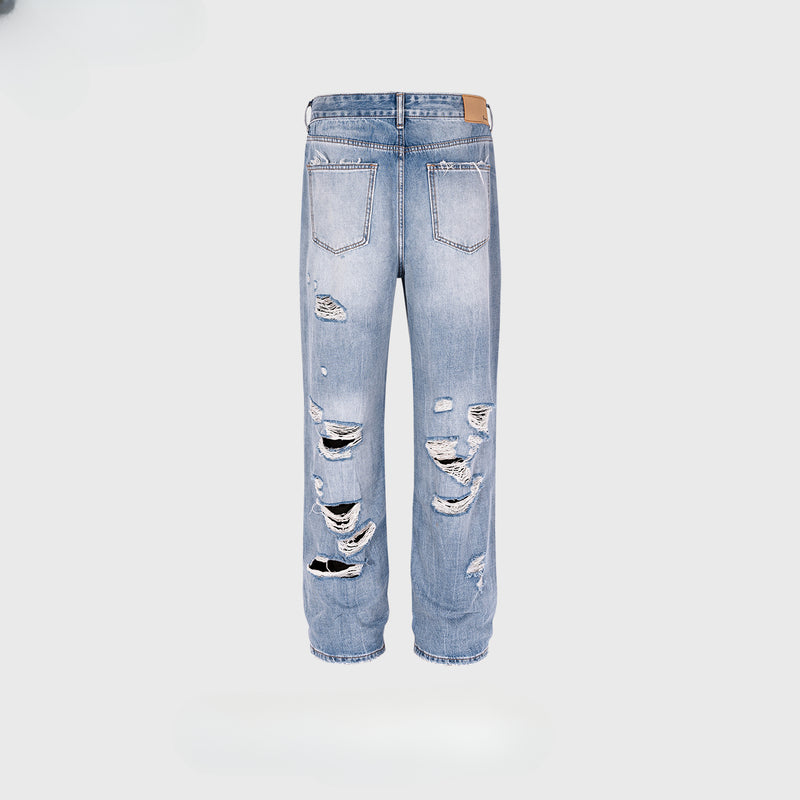 MIJKO Men's Vintage Pants MIJKO Trousers Men's and Women's Straight Wash Slim-Fit Jeans