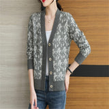 Women Knitwear Autumn and Winter V-neck Sweater Female Loose Knitted Cardigan