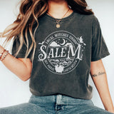 Washed Vintage Halloween Printed Street Vintage T-Shirt, Crew Neck