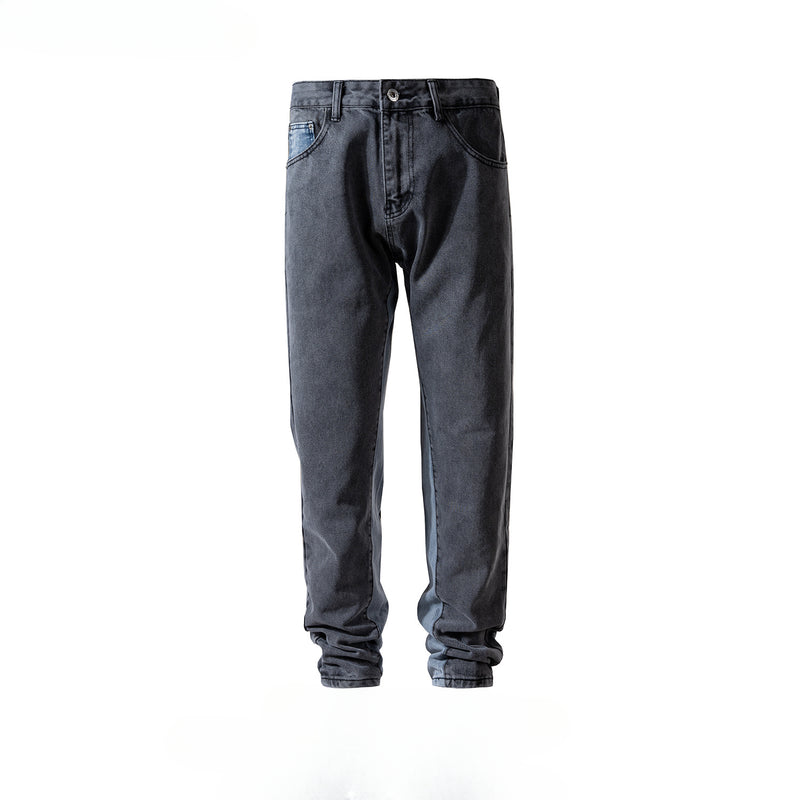 MIJKO Men's Vintage Pants MIJKO Splicing Pockets Slim-fit Trousers Men's Trendy Jeans