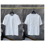 Ch hip-hop t shirts american ch crow asymmetrical horseshoe embroider short-sleeved loosecasualpure cottonheavy weight high street couple casual