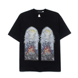 Hip-hop t-shirts - american high street retro devil skull window print short sleeve tee - couple's top - summer t-shirt