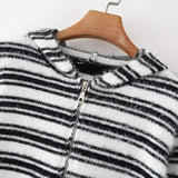 Women Sweater Knitwear Striped Knitted Bottoming Shirt Short Autumn and Winter Outer Wear Hooded Sweater