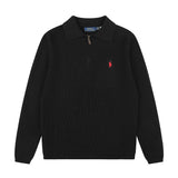 Polo collar rl ralph pony half zipper pullover knittingfall and winter sweatertops couple casualloose