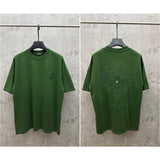 Ch hip-hop t shirts high streetch short sleeve washed patch embroiderloosecasualpure cotton american heavy weight short sleeve easiest for match