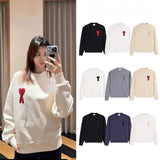 Ami love pullover sweatshirt fall and winterloose raglan sleeve round neck casual couple long sleeve new year
