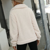 Women Trench Coat Autumn Single-Breasted Lapel Long Sleeve Double-Sided Velvet Loose Casual Jacket