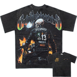 Hip-hop t-shirts: american hip-hop streetwear, r&b, rock, skull, biker, vintage washed, distressed short-sleeve tees