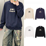 Amiaheoine pullover sweatshirtfall and winterletterloose raglan sleeves round neck casualcouplelong sleeves