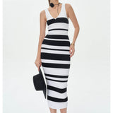 Women Dresses Summer V-neck Knitted Dress Slim Fit Sexy Dress (Xds0414)
