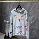 Chh Chrome Hearts Hoodie Color Sanskrit Hand Painted Graffiti Hooded Sweater