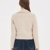 Women Jacket Autumn and Winter Suede Lapel Motorcycle Jacket