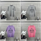 Ch hip-hop t shirts high version ch heavy industry printing horseshoe cross sanskrit letter short-sleeved t-shirt men's t