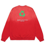 Vetements Hoodie Tie-Dye Retro Crew Neck Sweatshirt Embroidered Letters OS Loose Sweater
