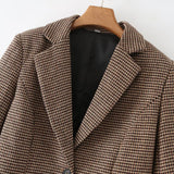 Women Suits Retro Houndstooth Blazer Autumn and Winter Suit