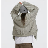 Unisex Jacket Autumn Vintage Stripe Jacket Loose Overalls