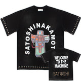 Hip-hop t-shirts: american streetwear letter print, washed vintage, distressed, oversized crew neck short sleeve tee
