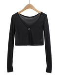 Women Sweater Knitwear Summer Fork Sun Protection Knit Cardigan V-neck Top