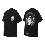 Ch hip-hop t shirts ch croo short-sleeved sanskrit horseshoe cross printing patch embroiderlooseheavy weight american style