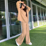 Ladies Leisure Knitwear Polo Collar Sweater Suit Casual Knitted Two-Piece