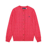 Macaron color rl ralph pony casualsweetcardigan women's fall and winter dopamine round neck cardiganknitting wool sweater