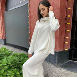 Ladies Leisure Knitwear Polo Collar Sweater Suit Casual Knitted Two-Piece