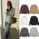 Rl ralph ponytopscouplecasualpulloverpolo collar knittingfall and winter woolen sweaterloose