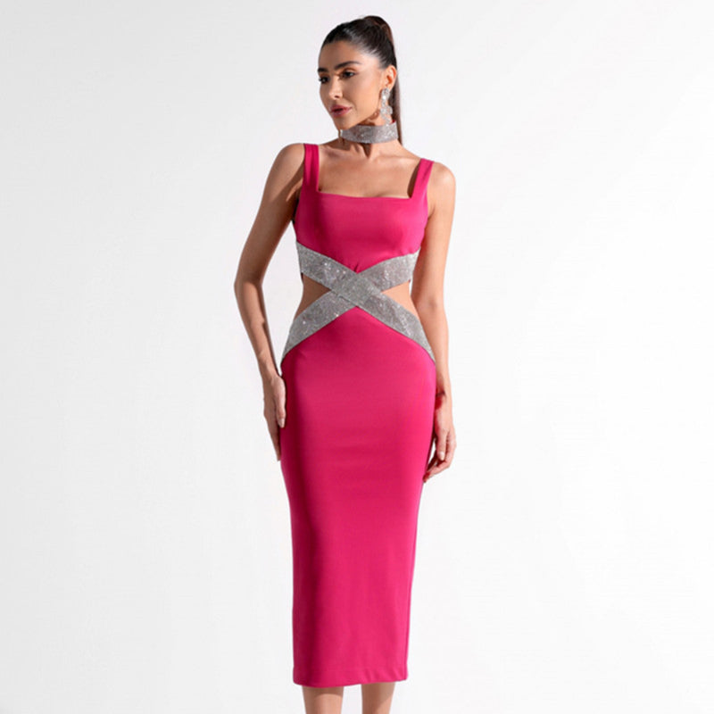 Women Dresses Bandage One-Piece Dress Square Collar Party Dress (Ont0408)