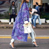 Women Trench Coat Autumn and Winter Loose Printed Woolen Coat Printed