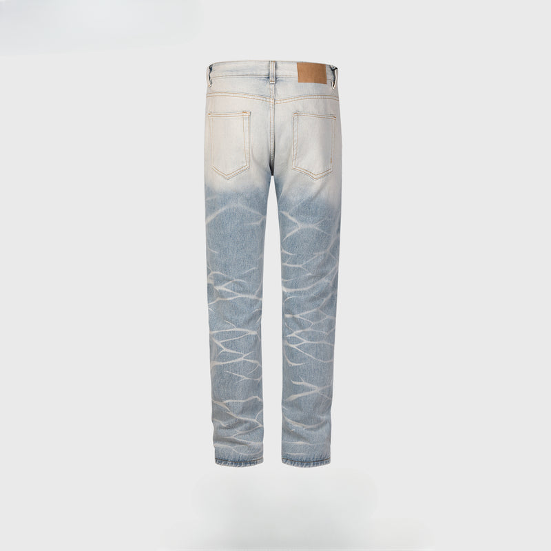 MIJKO Men's Vintage Pants MIJKO Washed trousers Men's and women's wave color matching gradual change jeans