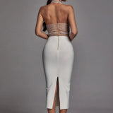 Women's Evening Dress Bandage One-Piece Dress Dress Color Matching Bandage Dress Dress