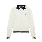 Rl ralph pony polo collar preppy stylecardiganfall and wintertopsknittingfall and wintercouplecasual woolen sweater