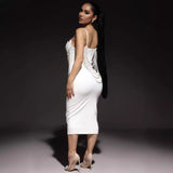 Women Dresses Bandage Dress Sexy Summer Hollow-out Camisole Banquet Party Dress Skirt (Ont0408)
