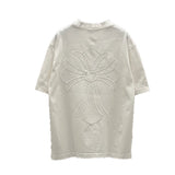 Ch hip-hop t shirts high version ch short sleeve cross embroiderloosecasualpure cotton american heavy weight short sleeve